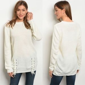 FRONT LACE-UP COZY SWEATER